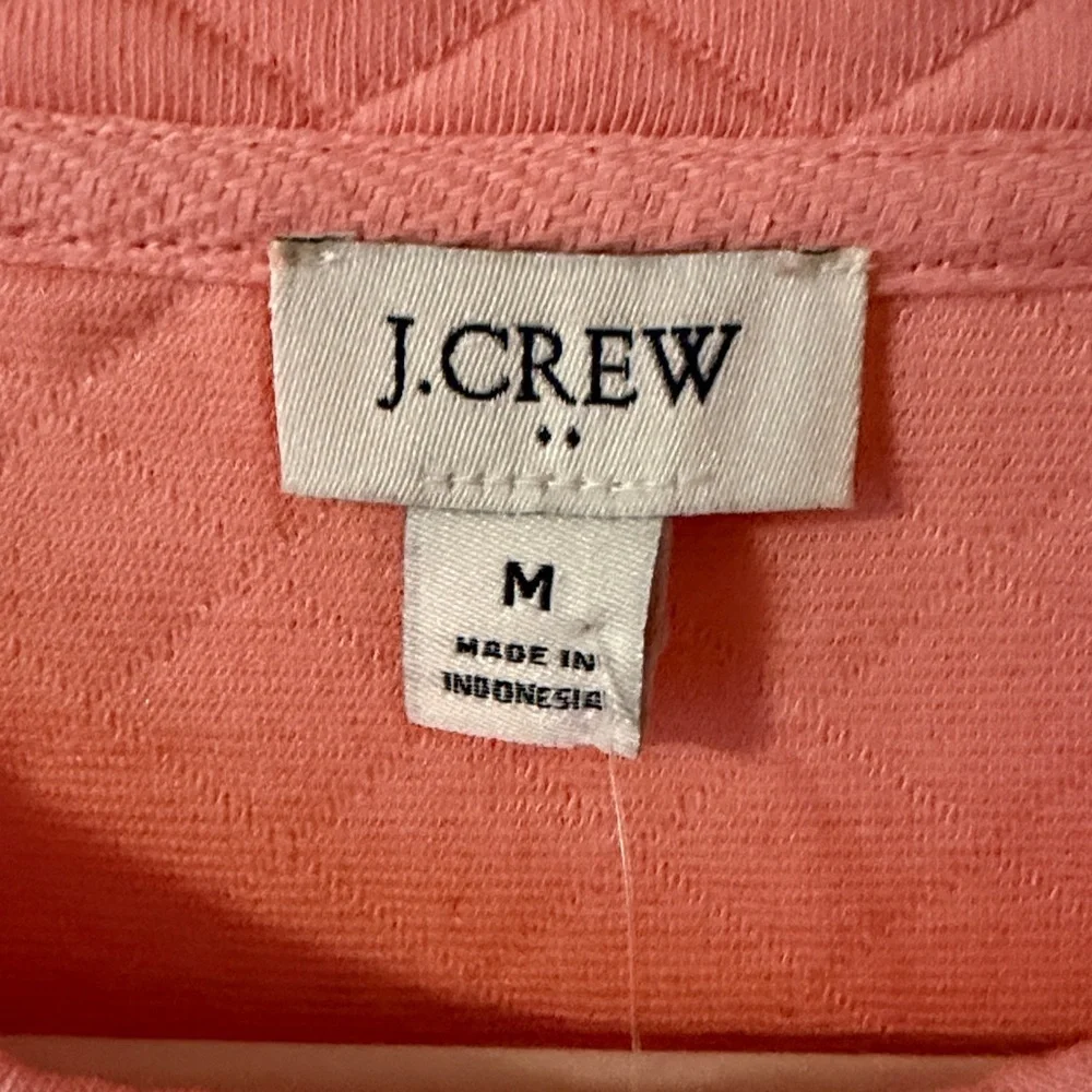 NWT Women’s J. Crew Coral Quilted Button-Shoulder Sweatshirt Size Medium